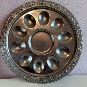 Silver tone Metal Deviled Egg Platter